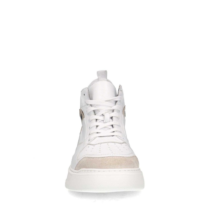 Sacha High Top Leather Sneakers - White