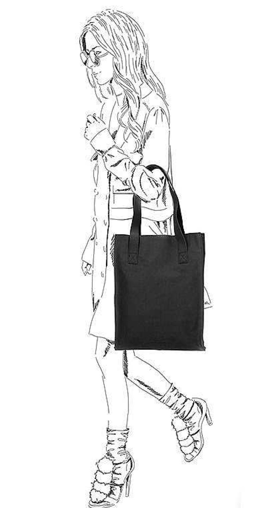 Sacha Leather Tote Bag With Laptop Compartment - Black