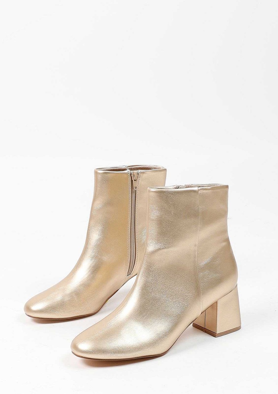 Sacha Cuban Heel Ankle Boots - Gold