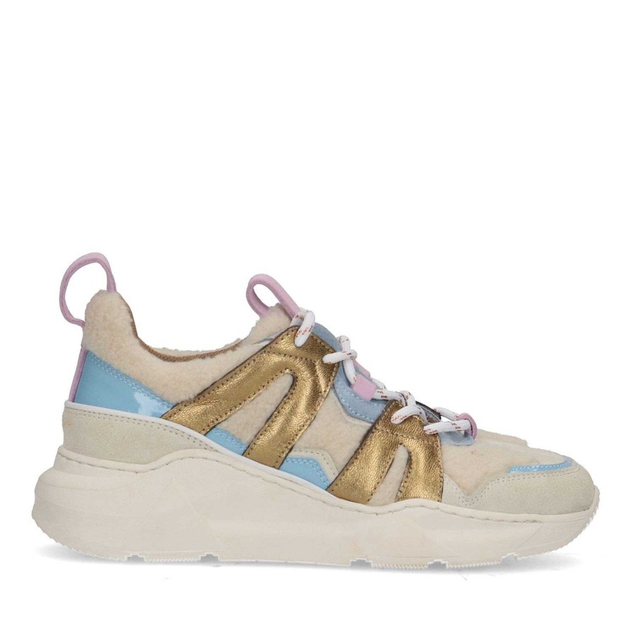 Sacha Sneakers With Fluffy And Colorful Details - Beige