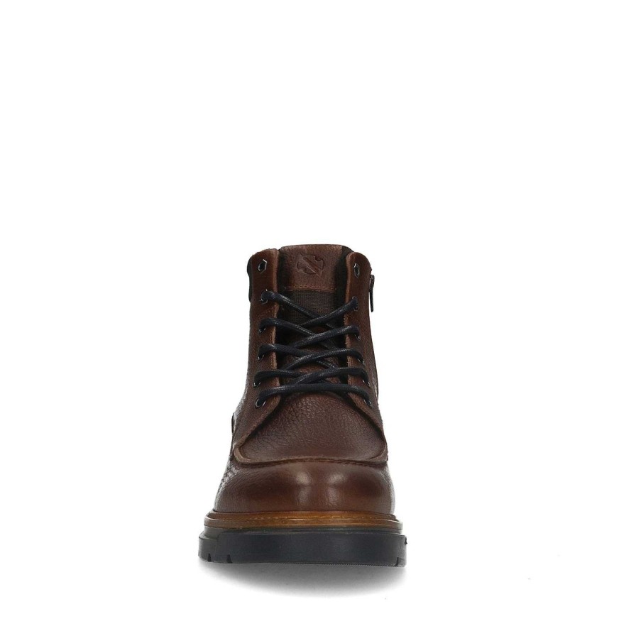 Sacha High Lace-Up Leather Boots - Dark Brown