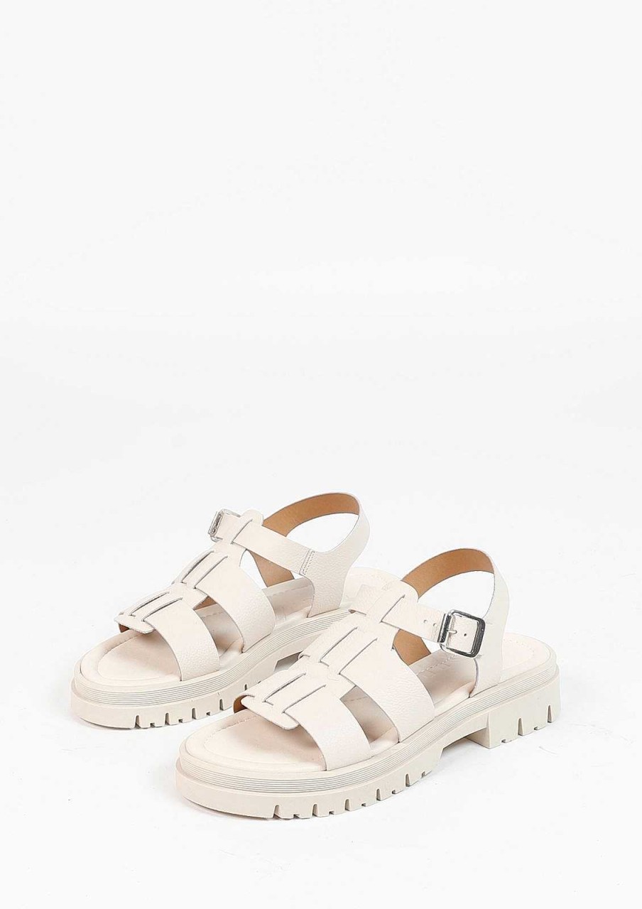 Sacha Chunky Leather Sandals - Off-White