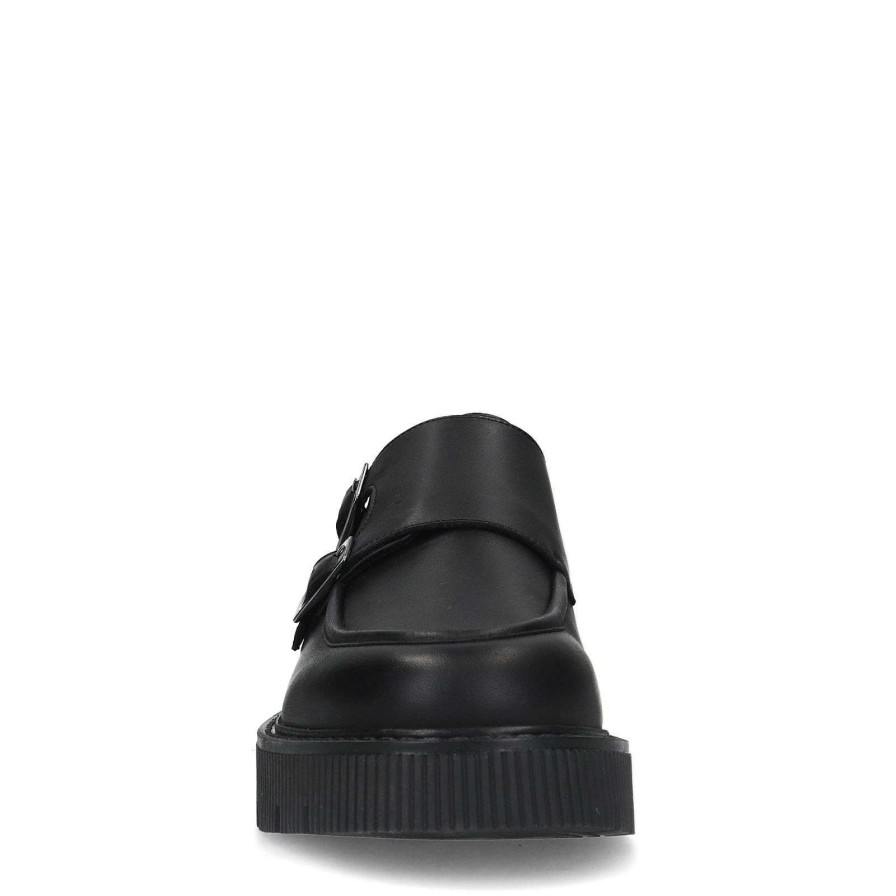 Sacha Buckled Leather Shoes With Platform Sole - Black