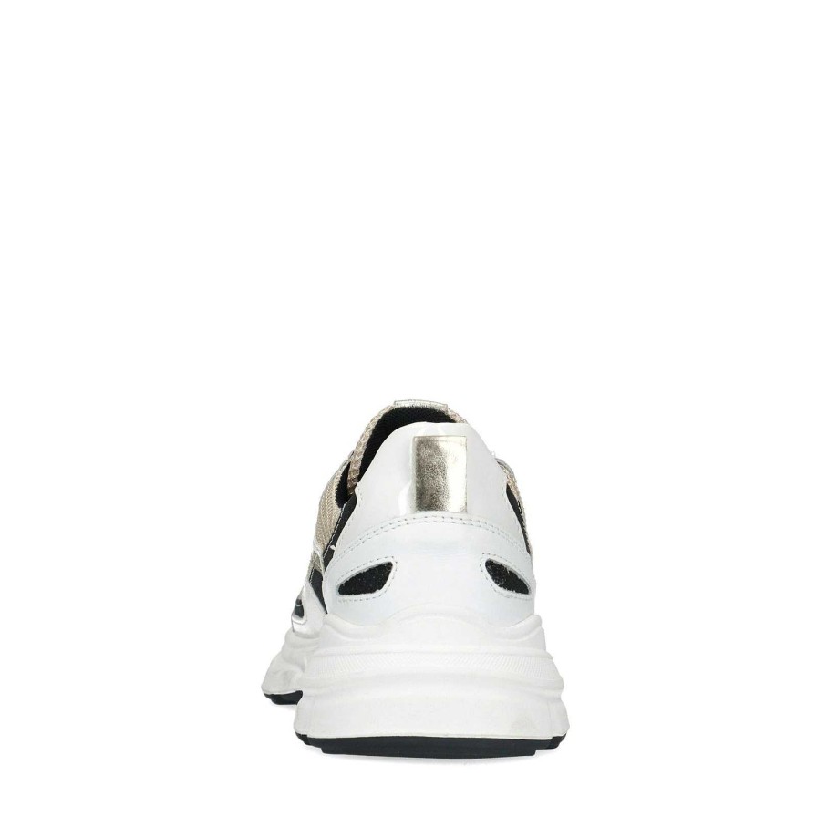 Sacha White Marathon Sneakers With Black Glitter Details