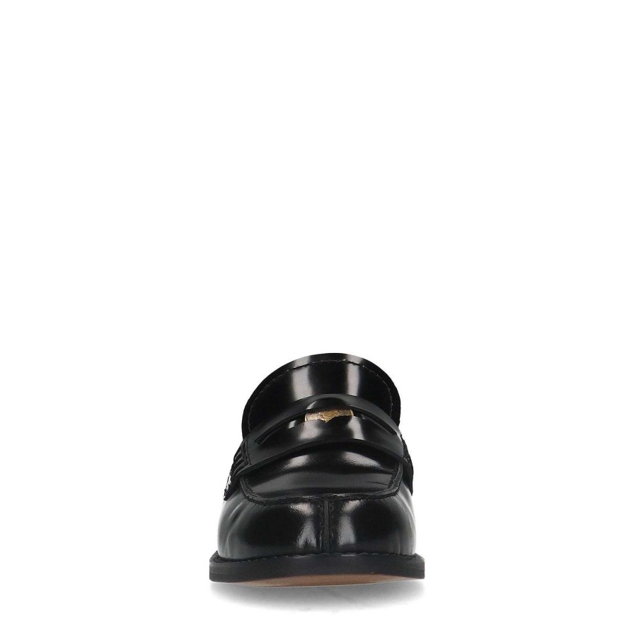 Sacha Leather Penny Loafers - Black