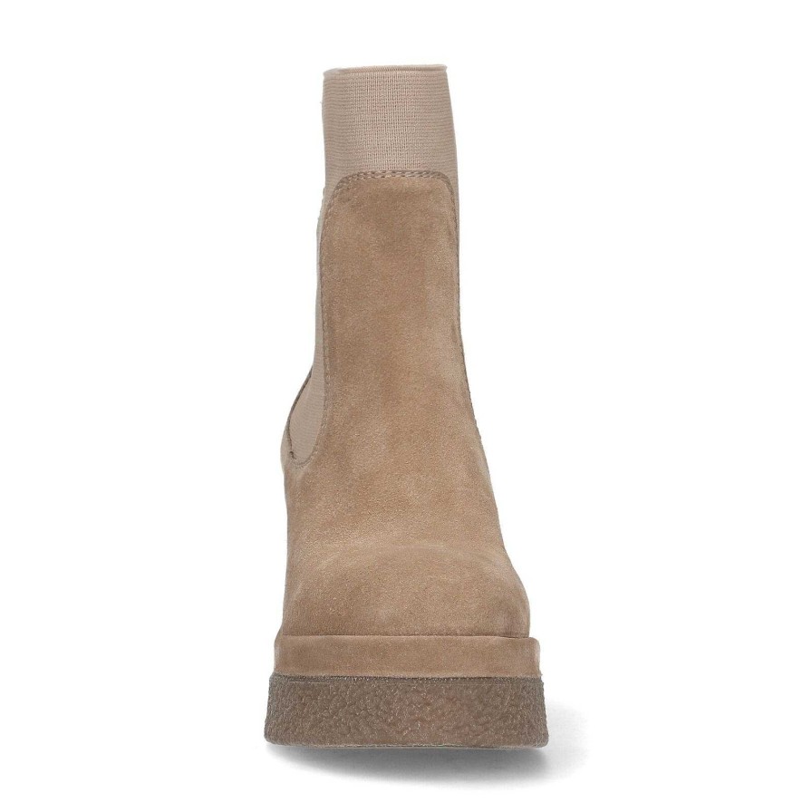 Sacha Suede Ankle Boots With Platform Sole - Beige