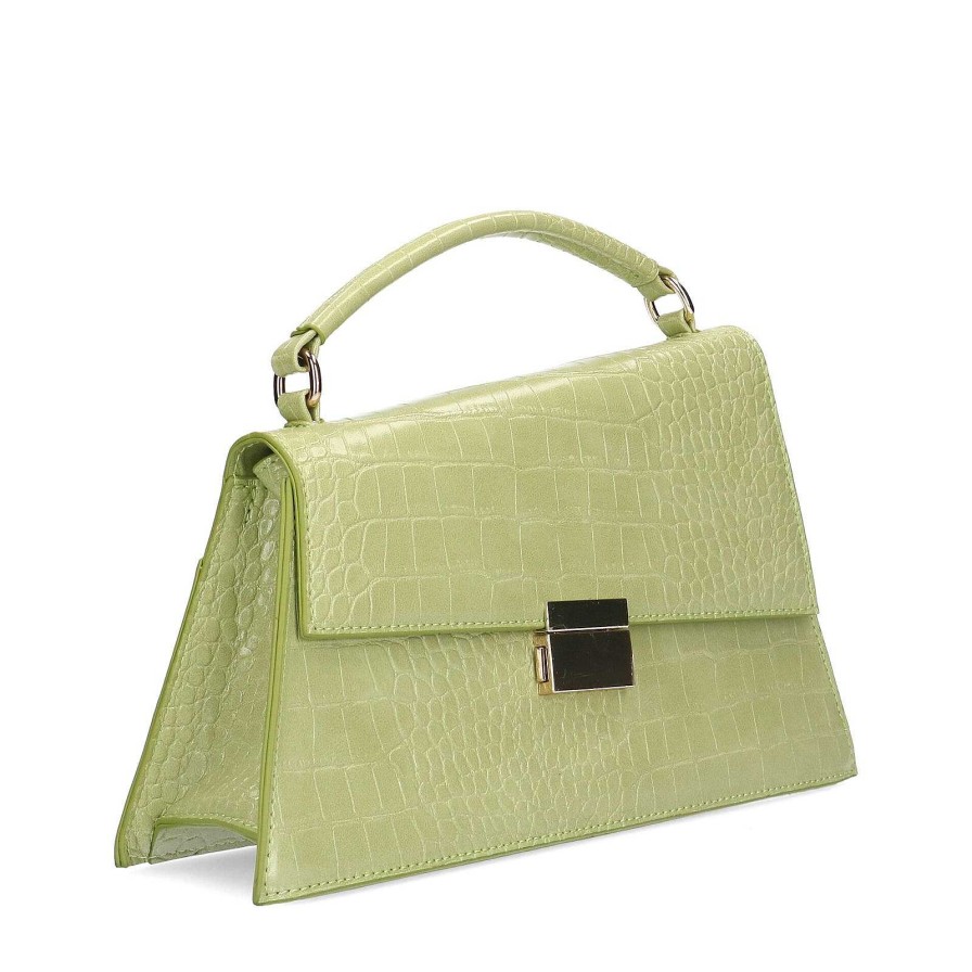 Sacha Crocodile Handbag With Details - Green