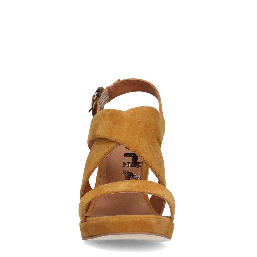 Sacha Suede Sandals With Cuban Heel - Yellow