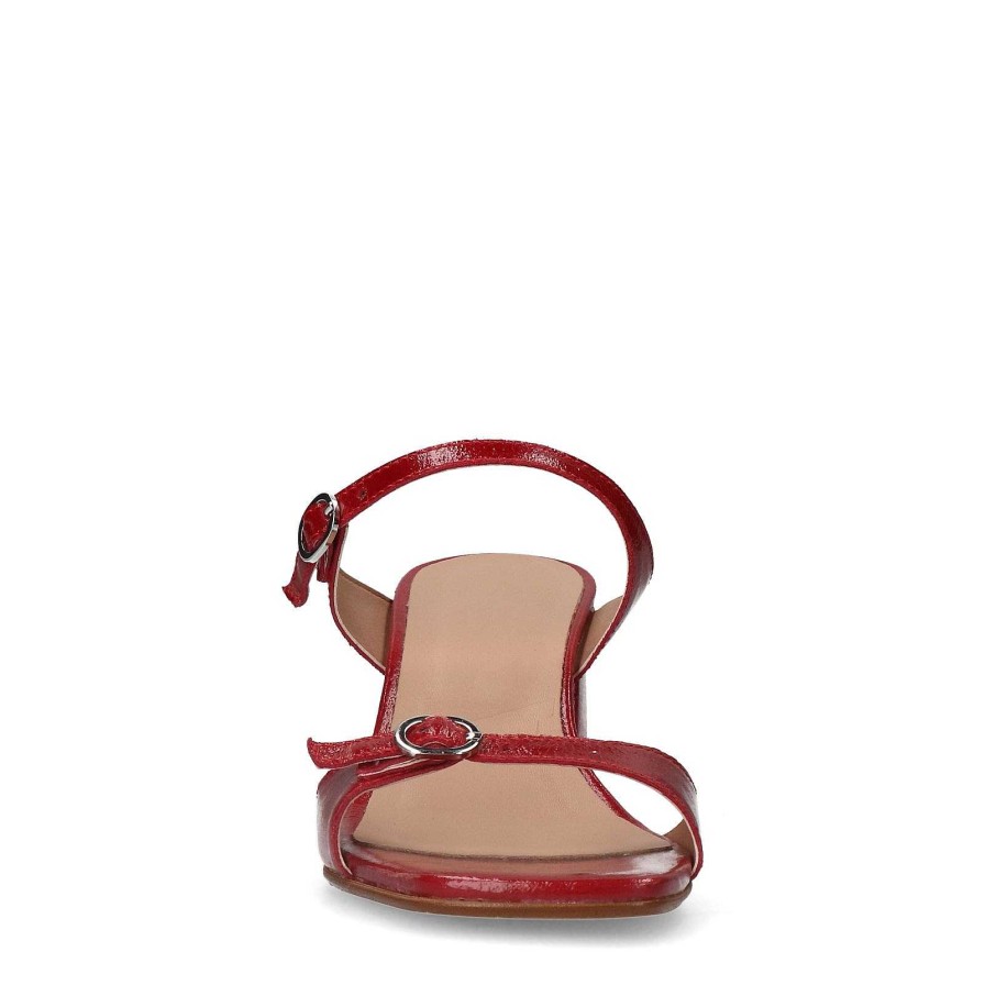 Sacha Pre-Order Leather Heeled Sandals - Red