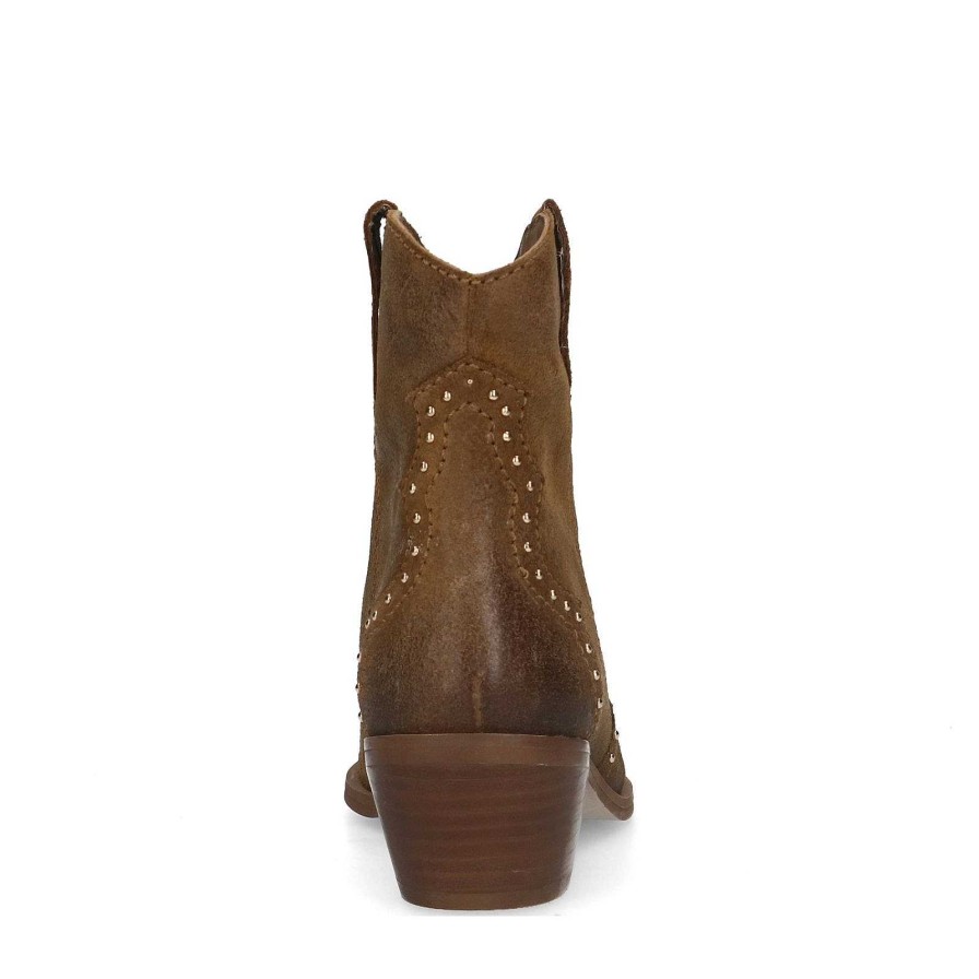 Sacha Suede Heeled Ankle Boots - Brown