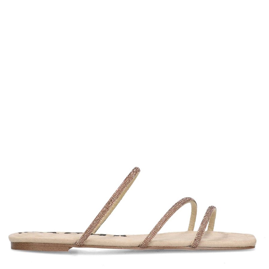 Sacha Sandals With Rhinestone Straps - Beige