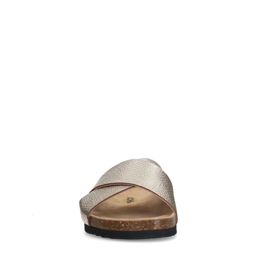 Sacha Leather Slides - Gold