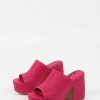 Sacha Heeled Leather Mules With Platform - Fuchsia