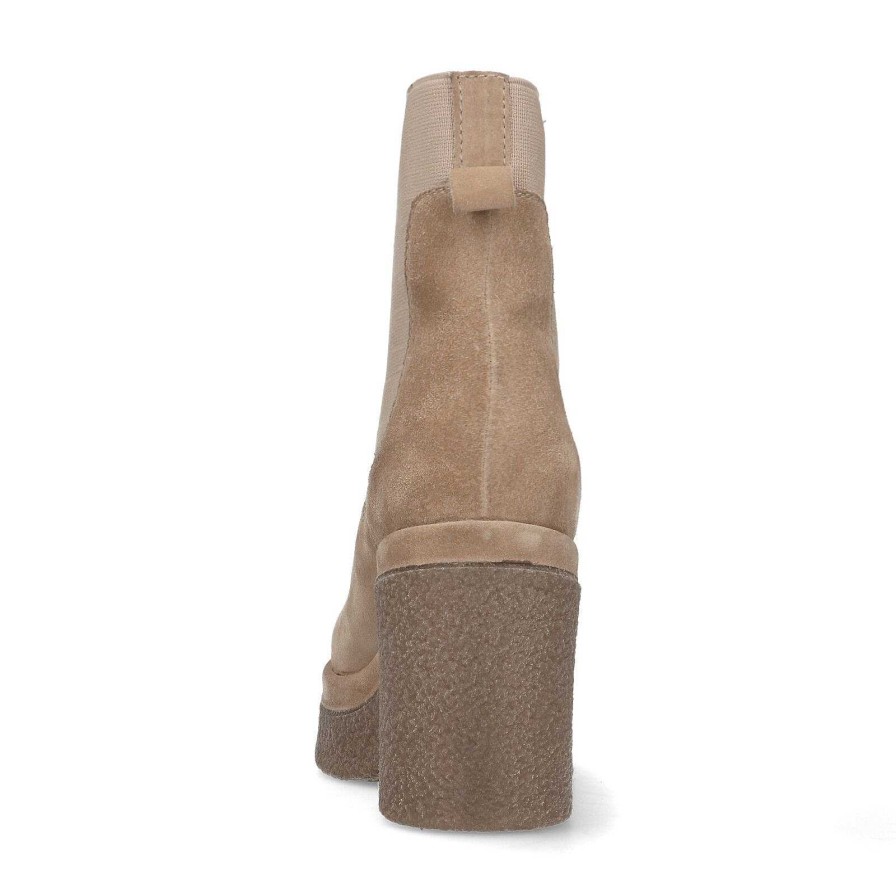 Sacha Suede Ankle Boots With Platform Sole - Beige