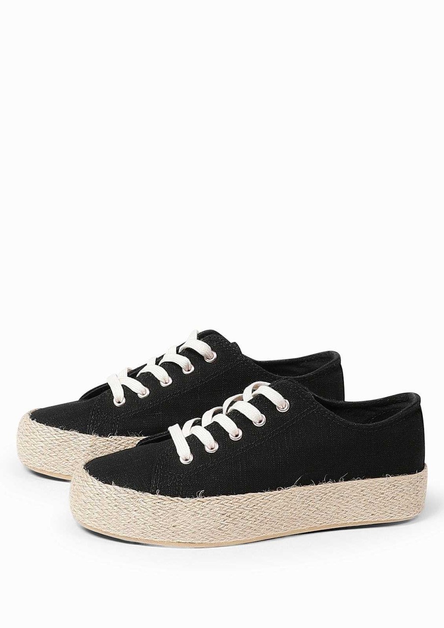 Sacha Canvas Sneakers With Rope Sole - Dark Blue