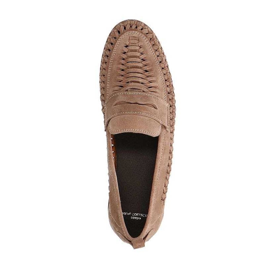 Sacha Suede Braided Loafers - Taupe