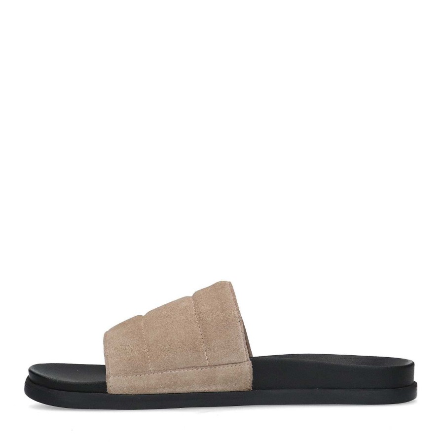 Sacha Leather Slides - Beige