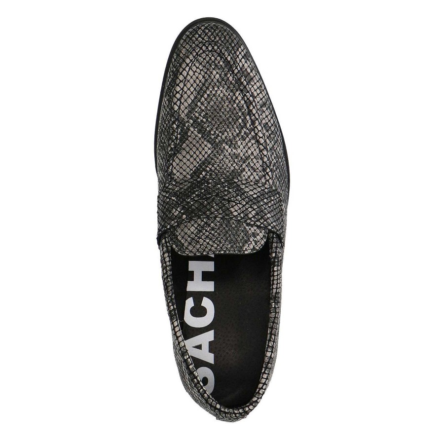 Sacha Leather Penny Loafers With Python Print - Black