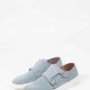 Sacha Double Buckle Suede Sneakers - Light Blue