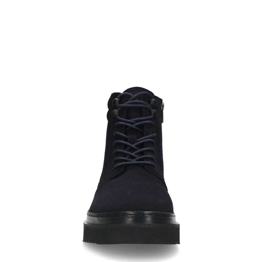 Sacha Suede Lace-Up Ankle Boots - Dark Blue