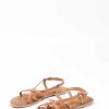 Sacha Leather Sandals With Crossed Straps - Brown