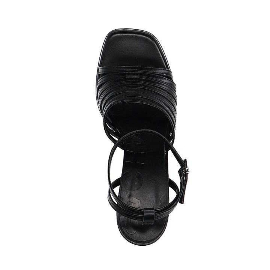 Sacha Leather Heeled Sandals - Black