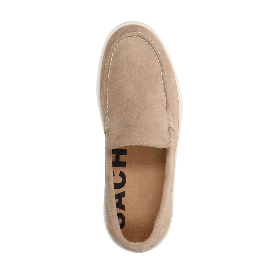 Sacha Suede Loafers With Platform Sole - Beige