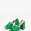 Sacha Leather Mules With Platform - Green