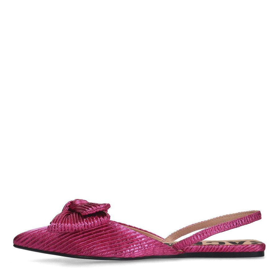 Sacha Metallic Ballerina Flats With Bow - Pink