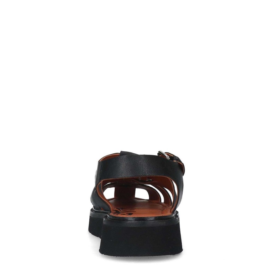 Sacha Chunky Leather Sandals - Black