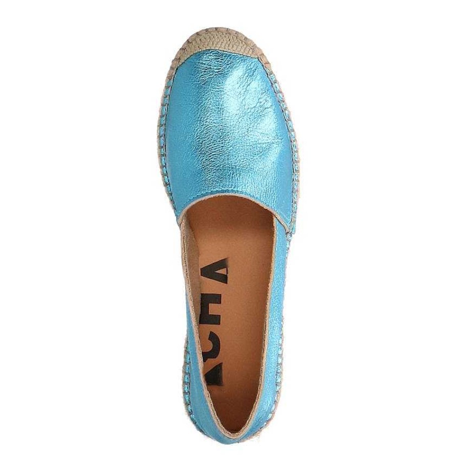 Sacha Metallic Leather Espadrilles - Blue