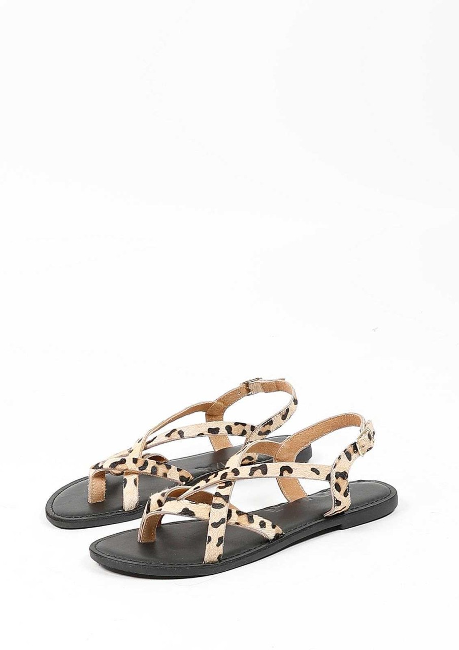 Sacha Leather Sandals With Leopard Print