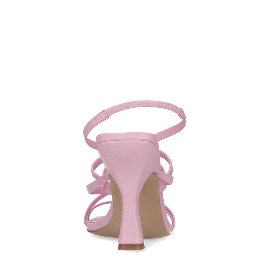 Sacha Square Toe Strappy Heeled Sandals - Pink