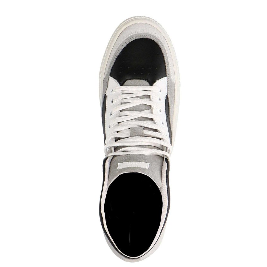 Sacha High-Top Leather Sneakers With Suede Details - White