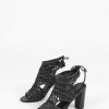 Sacha Openwork Textile Sandals With Heel - Black