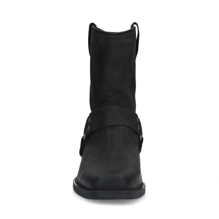 Sacha Suede Biker Boots - Black