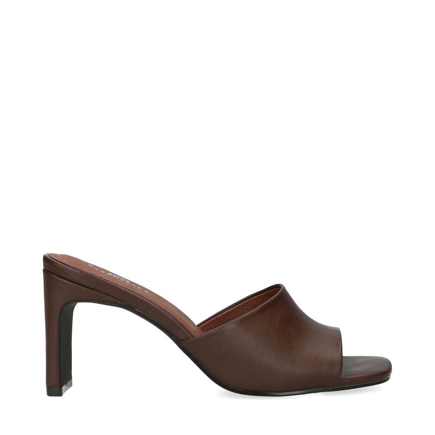 Sacha Synthetic Mules With Heel - Dark Brown