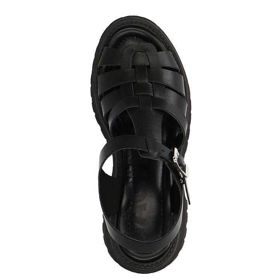 Sacha Leather Sandals - Black