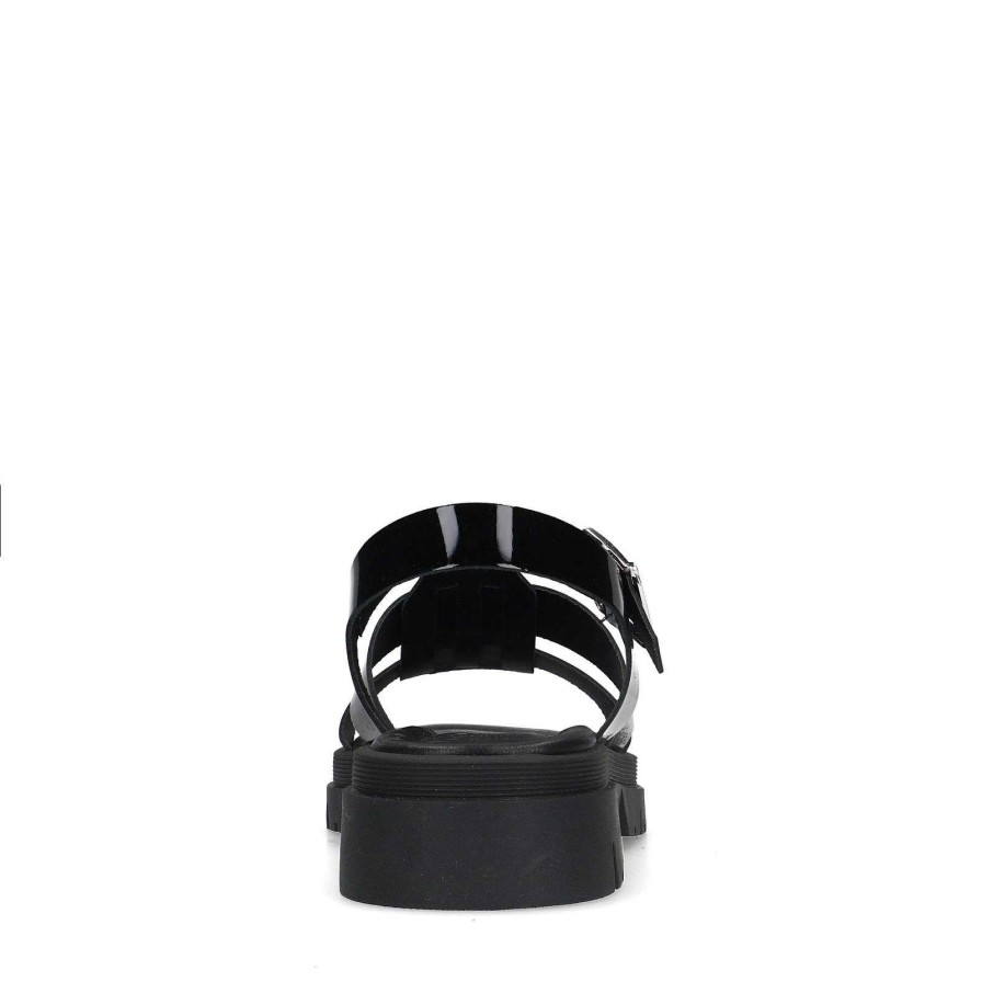 Sacha Chunky Leather Sandals - Black