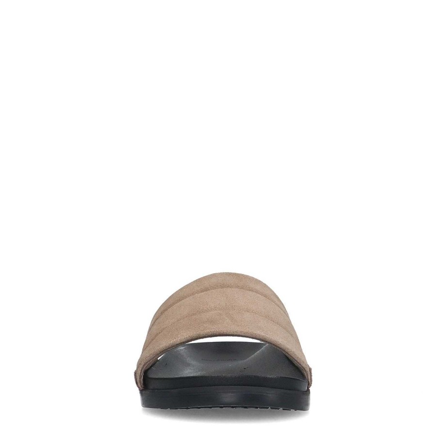 Sacha Leather Slides - Beige