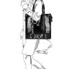 Sacha Tote Bag With Text - Black