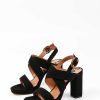 Sacha Suede Sandals With Cuban Heel - Black