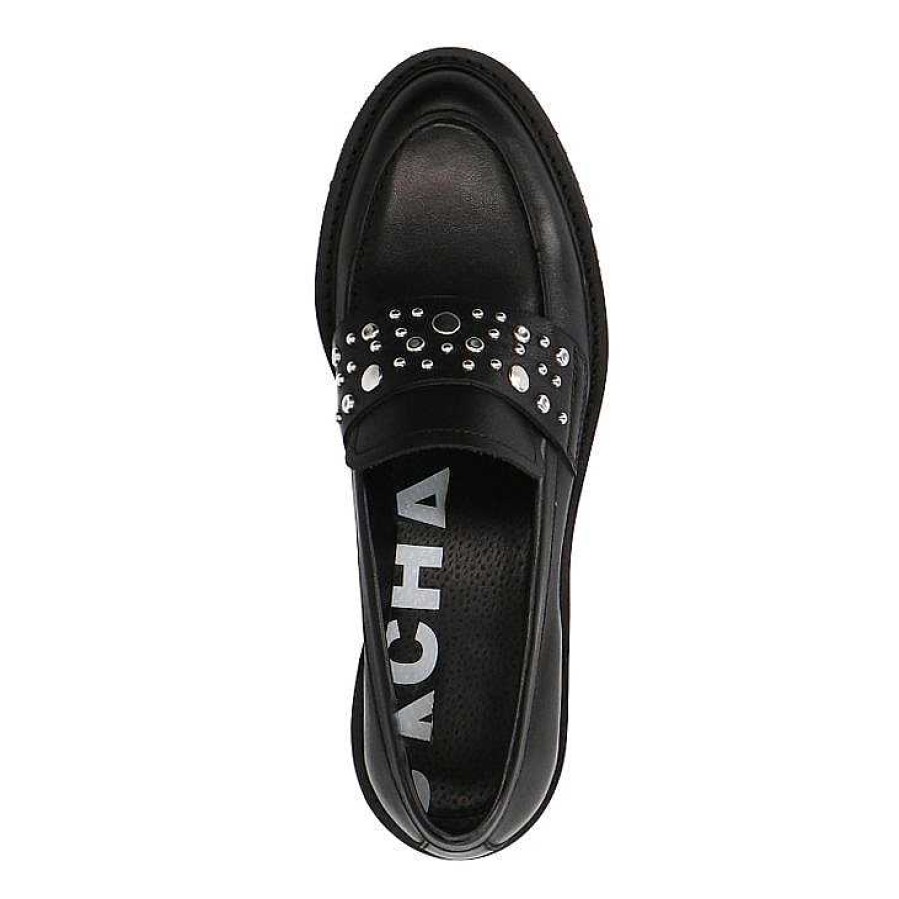 Sacha Chunky Loafers With Studs - Black