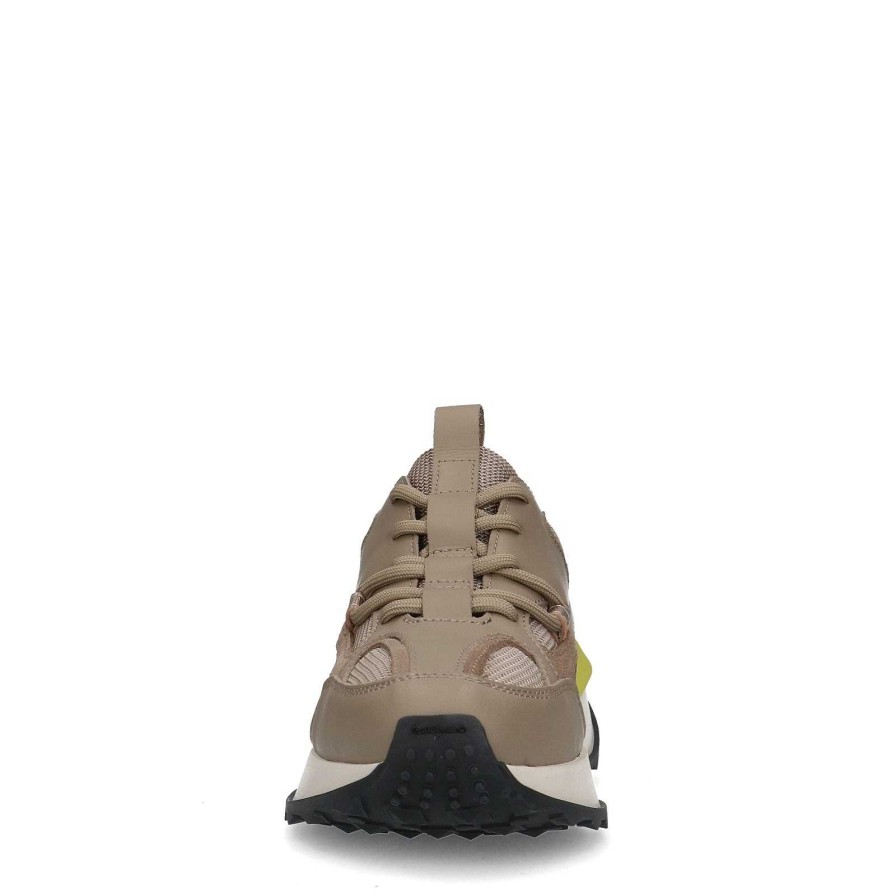 Sacha Leather Sneakers With Colored Detail - Taupe