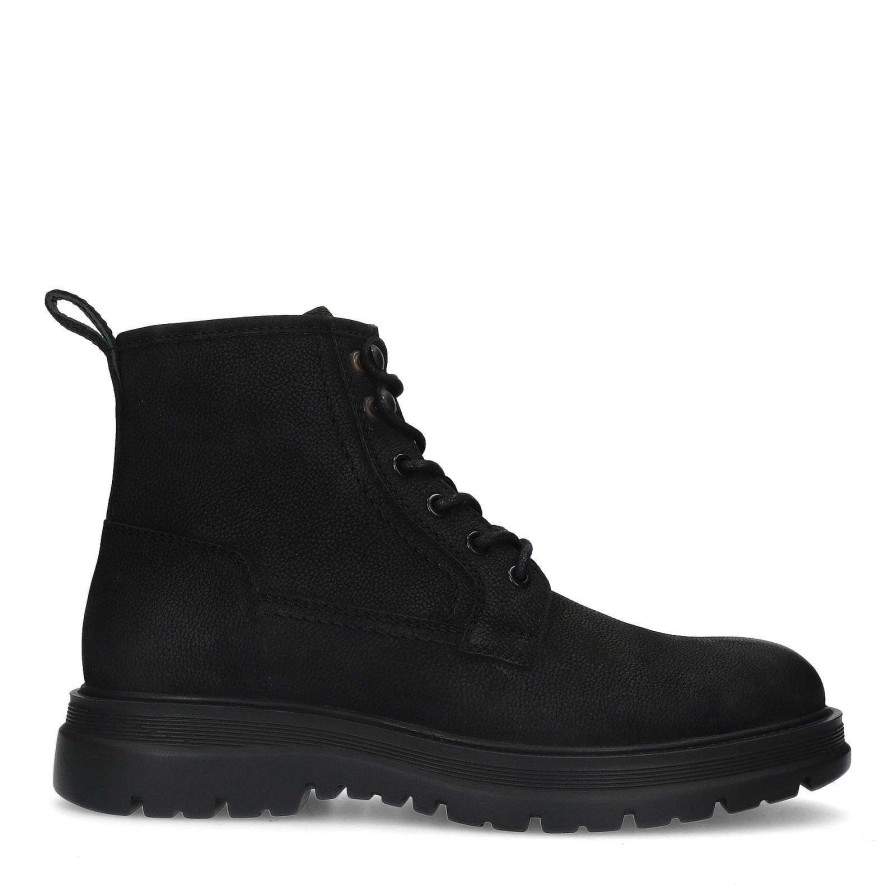 Sacha Nubuck Lace-Up Boots - Black