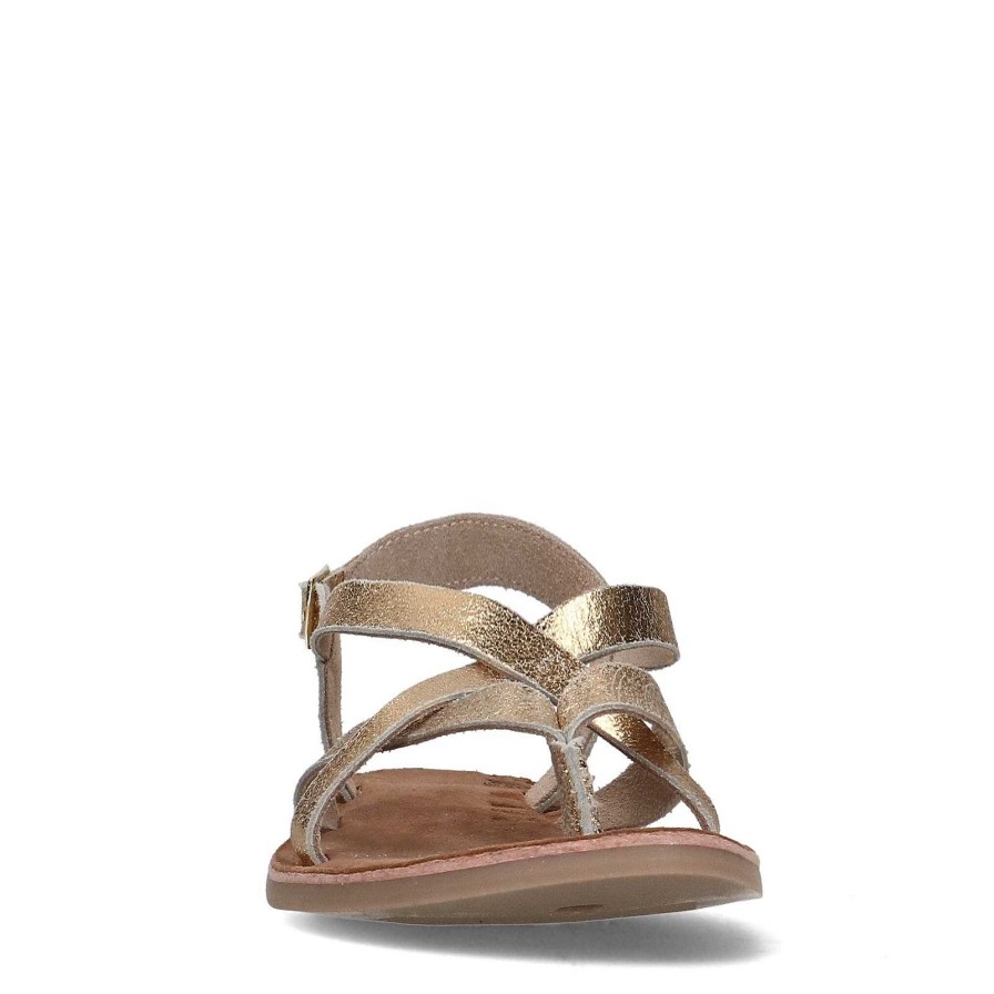 Sacha Leather Sandals With Crossed Straps - Gold