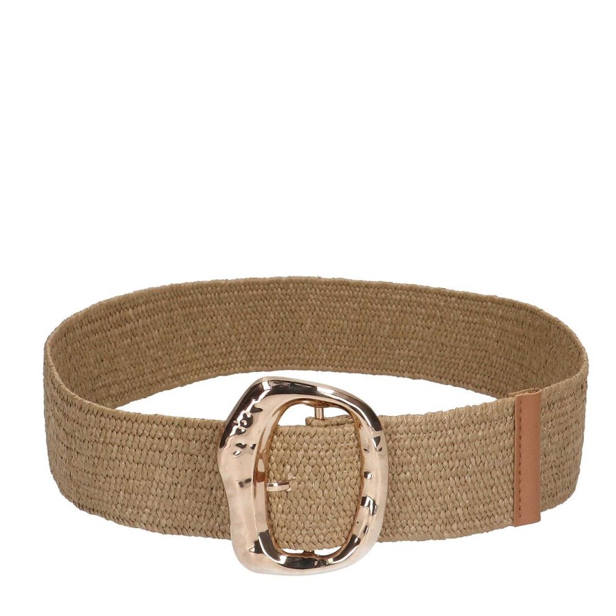 Sacha Raffia Belt With Buckle - Light Brown