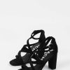 Sacha Openwork Heeled Sandals - Black