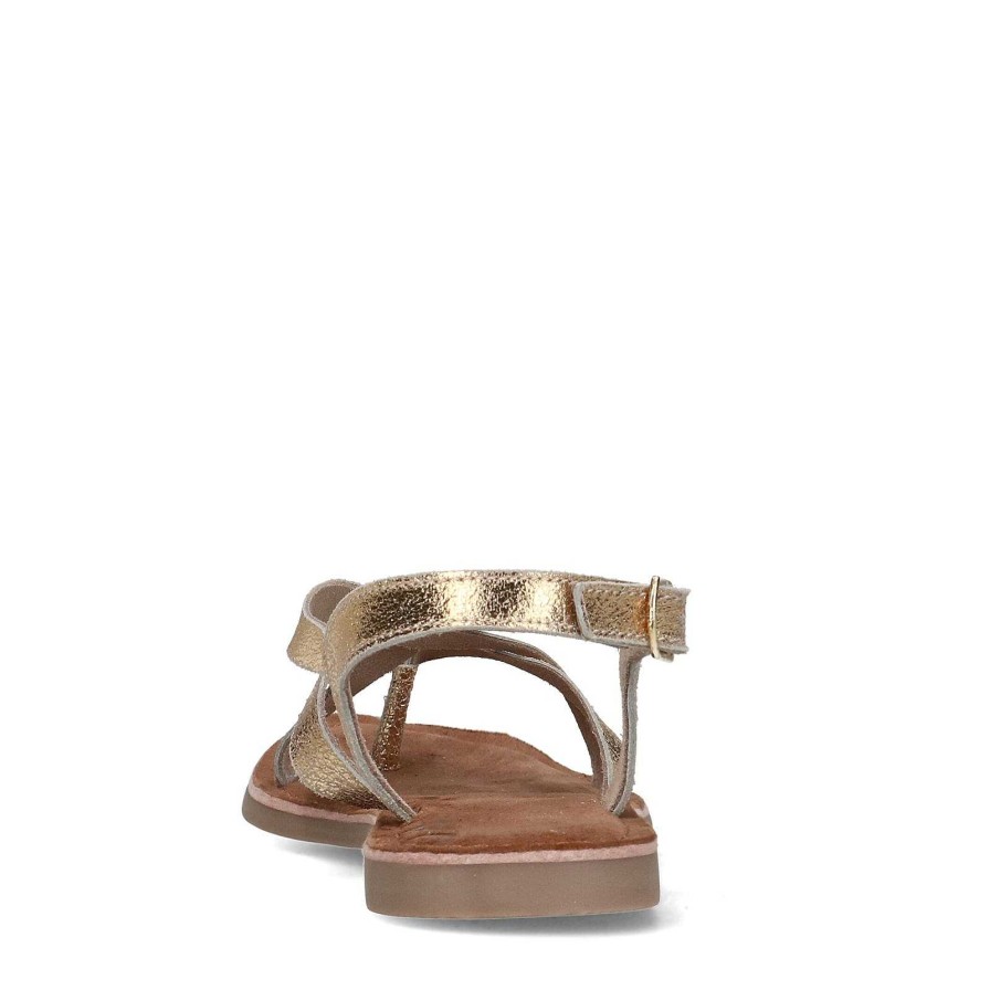 Sacha Leather Sandals With Crossed Straps - Gold