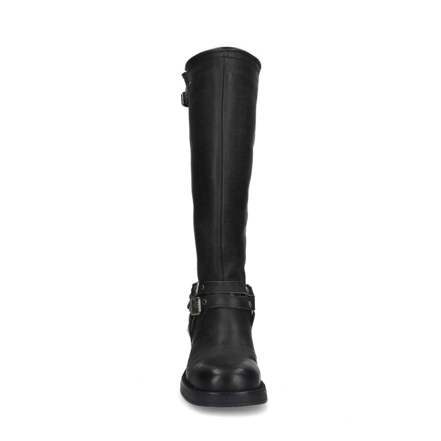 Sacha Buckled Biker Boots - Black